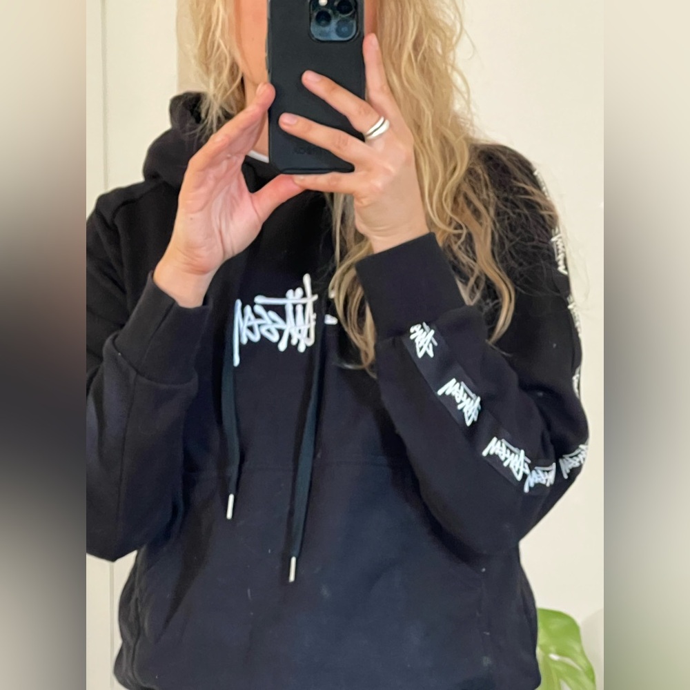 Stussy Black Skate Hoodie with White Logo